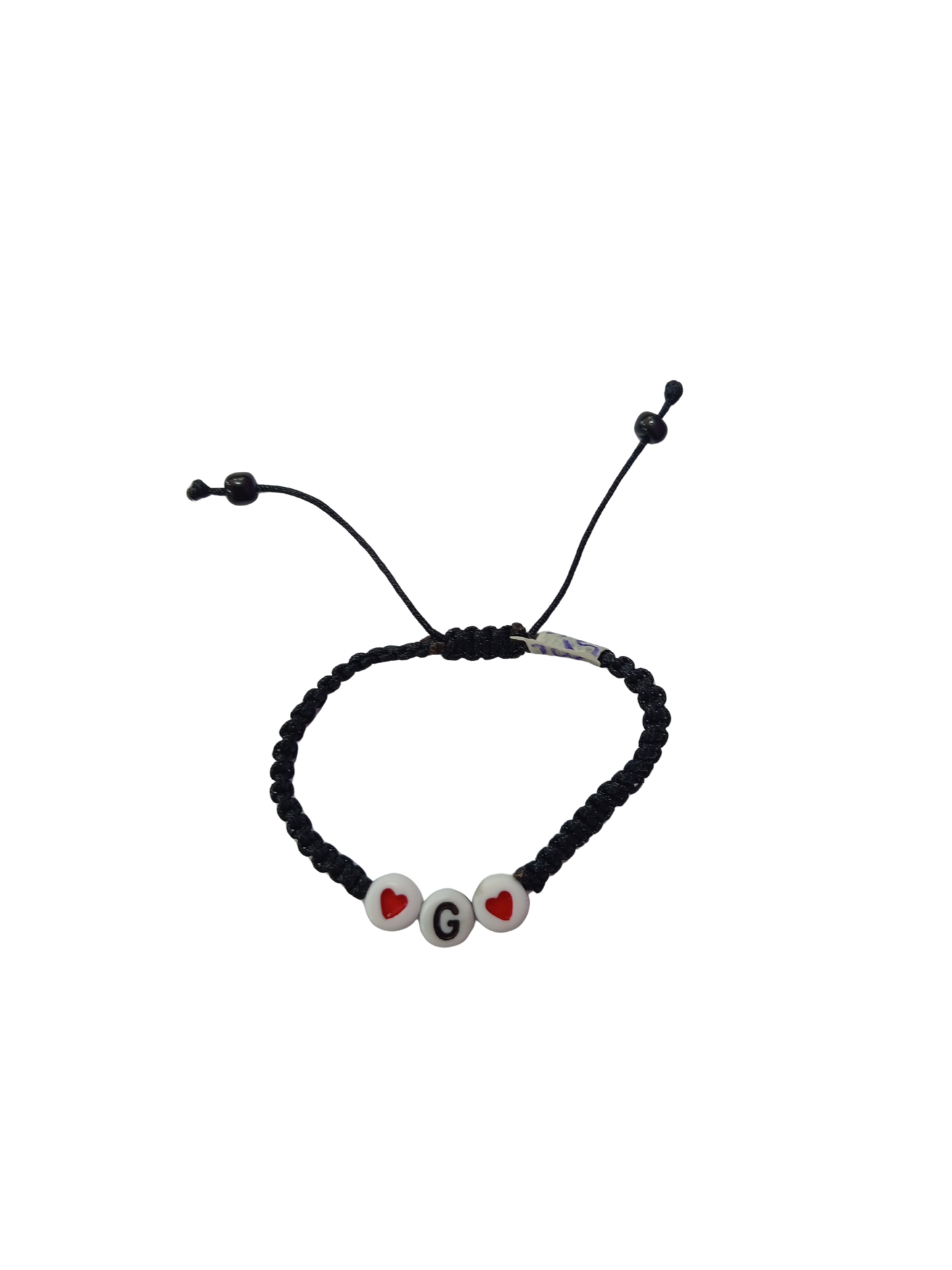Pulsera Negra corazón inicial