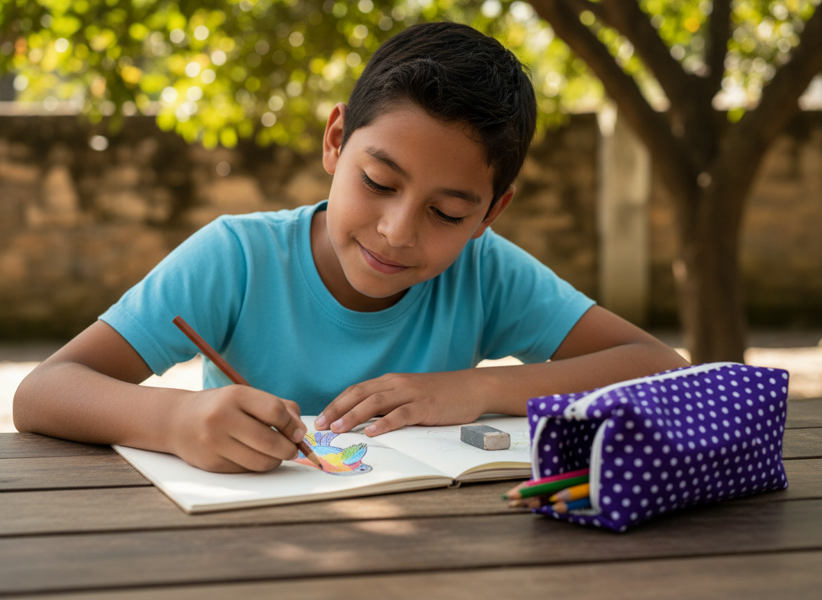 Cartuchera Purple and White
