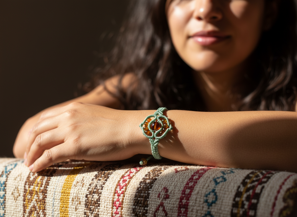 Manilla " Flor verde agua"