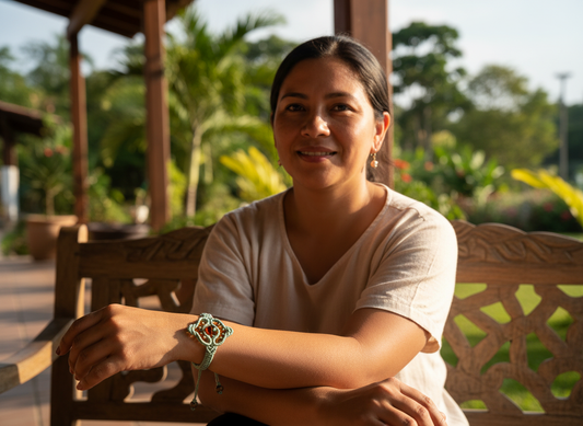 Manilla " Flor verde agua"