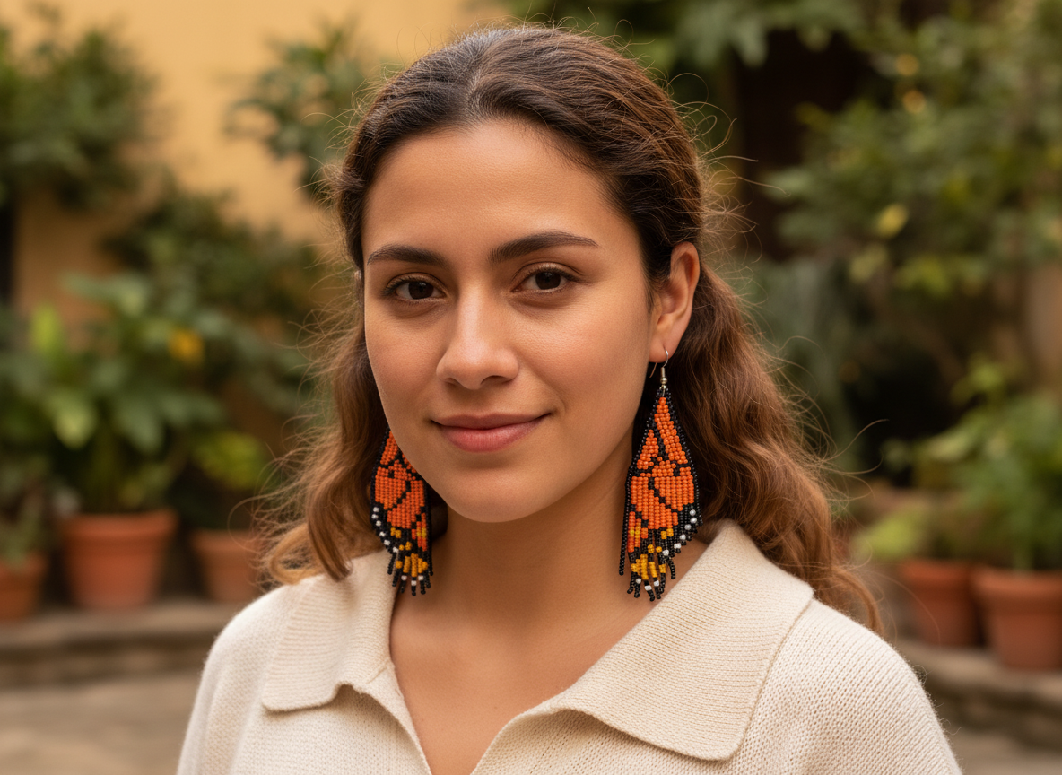 Aretes “Alas de Fuego mariposa Monarca”