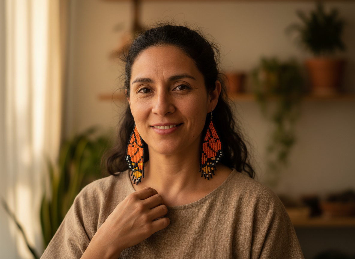 Aretes “Alas de Fuego mariposa Monarca”