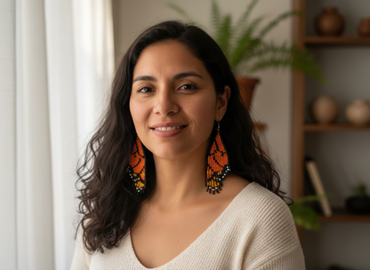 Aretes “Alas de Fuego mariposa Monarca”