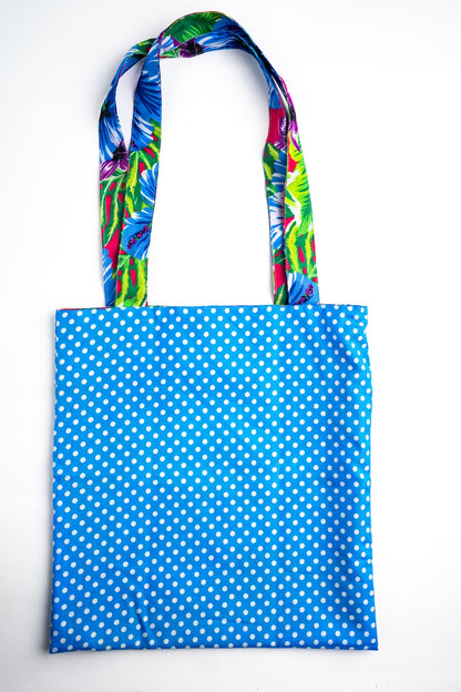 Bolso Celeste Puntos Blancos