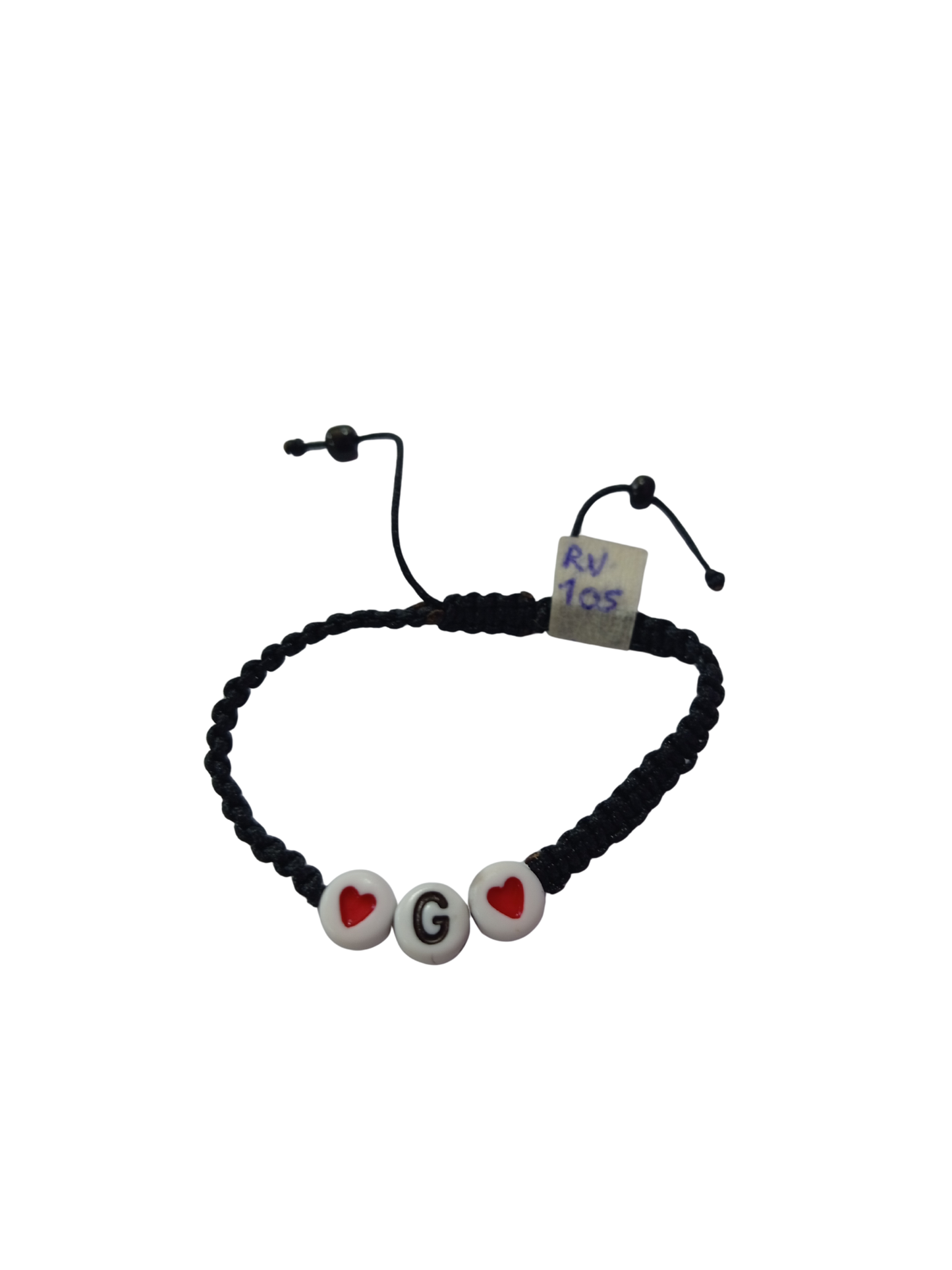 Pulsera Negra corazón inicial