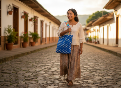 Bolso Azul Puntos Blancos