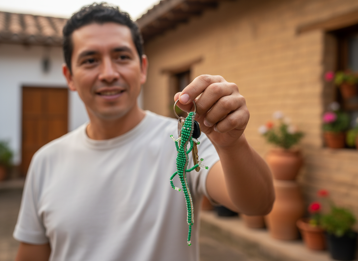 Llavero Exótico Reptil Verde