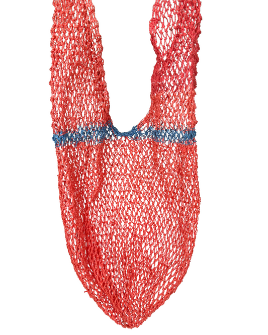 Shigra Ancestral Rojo coral con Franja Azul