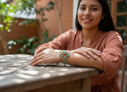 Manilla " Flor verde agua"