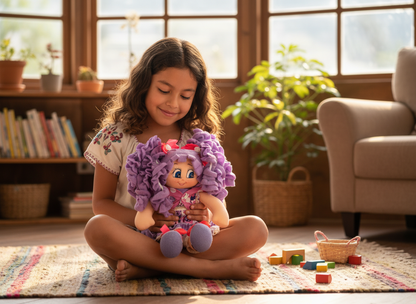 Muñeca Morada Adrianita Mochila