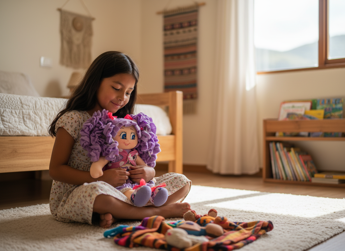 Muñeca Morada Adrianita Mochila