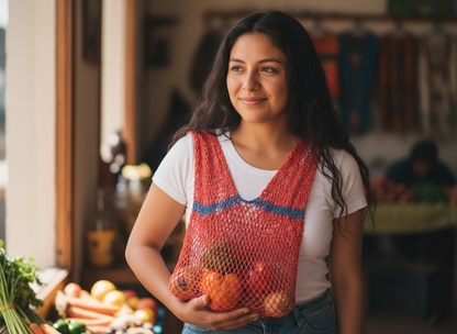 Shigra Ancestral Rojo coral con Franja Azul