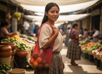 Shigra Ancestral Rojo coral con Franja Azul